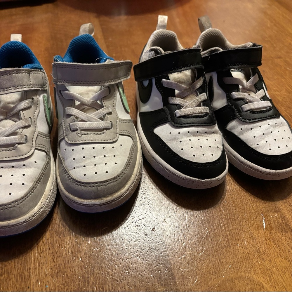 Nike Kids' White, Black, and Blue Sneakers